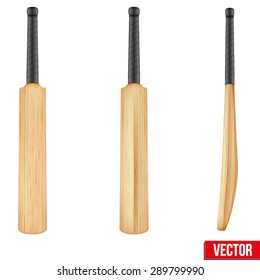 Traditional wood cricket bats. Vector Illustration on isolated white background.