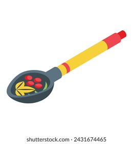 Traditional wood spoon icon isometric vector. Menu breakfast. Holiday cooking