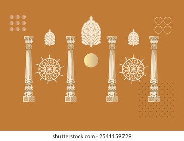 Traditional Wooden Coloumn Element for Leaf Motif - Stock Illustration as EPS 10 File