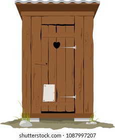 Traditional Wooden Outhouse, EPS 8 Vector Illustration, No Transparencies 