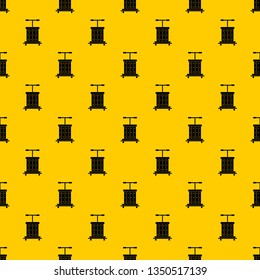 Traditional wooden press for grapes pattern seamless vector repeat geometric yellow for any design
