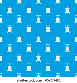 Traditional wooden press for grapes pattern repeat seamless in blue color for any design. Vector geometric illustration