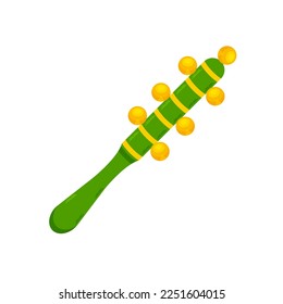 Traditional wooden Purim rattle. Musical instrument ratchet, jewish toy.