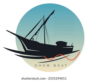 Traditional wooden Sail Boat - Dhow Boat - Stock Illustration as EPS 10 File