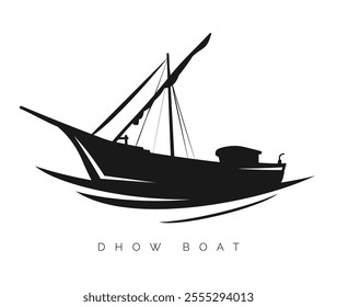Traditional wooden Sail Boat - Dhow Boat - Stock Illustration as EPS 10 File