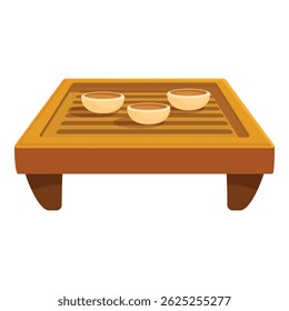 Traditional wooden tea tray holding teacups, evoking the tranquility of a tea ceremony