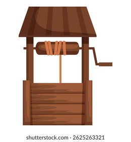 Traditional wooden water well with a rope and bucket, providing a source of fresh water