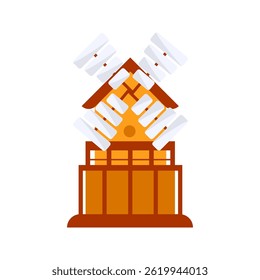 Traditional wooden windmill generating renewable energy