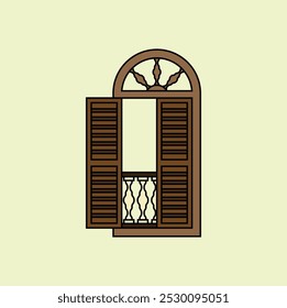 Marcos de ventana de madera tradicionales. Diseño de Ilustración vectorial. Eps 10