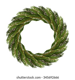 Watercolor Wreath Leaves Fern Leaves Circle Stock Illustration 1610832769