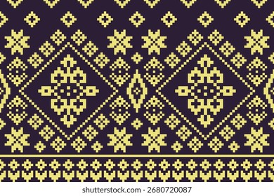 Padrão étnico tradicional amarelo e preto, fundo de tecido ikat, padrão sem costura para tecido impresso, vestido, tapete, cortina e sarong.