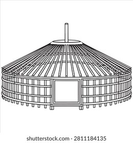 Traditional yurt structure with central pole and lattice walls