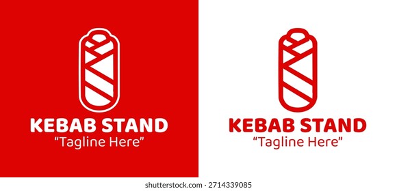 Logotipo de soporte de kebab de inspiración tradicional adecuado para la auténtica marca de comida a la parrilla y cocina callejera.