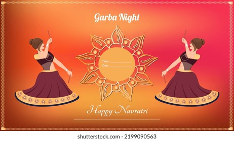 Traditionally dressed girl vector, creative dandiya banner vector, Happy Navratri.