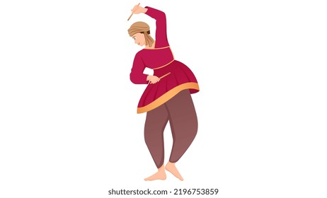 traditionally dressed men with dandiya stick, Happy Navratri vector