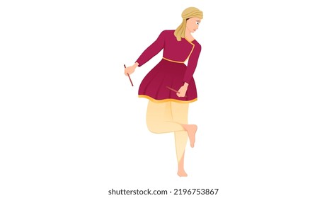 hombres vestidos tradicionalmente con palo de dandiya, feliz vector Navratri