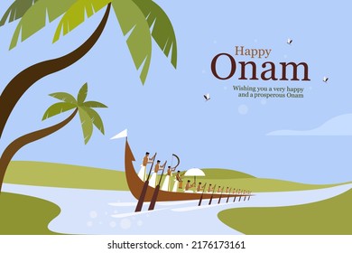 Traditionally dressed oarsmen rowing a snake boat during the 'Onam' festival.Onam is the popular festival in Kerala, India