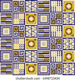 Traditonal aztec maya design. 
Plaid, a blanket print pattern. South American ancient culture picture.