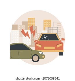 Traffic Accident Abstract Concept Vector Illustration. Road Accident Report, Traffic Laws Violation, Single Car Crash Investigation, Injury Statistics, Multi-vehicle Collision Abstract Metaphor.