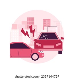 Traffic accident abstract concept vector illustration. Road accident report, traffic laws violation, single car crash investigation, injury statistics, multi-vehicle collision abstract metaphor.