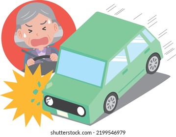 Traffic Accident Of A Car Driven By An Elderly Woman