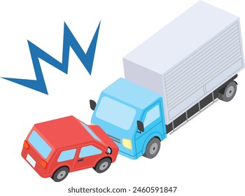 Traffic accident of head-on collision between truck and passenger car