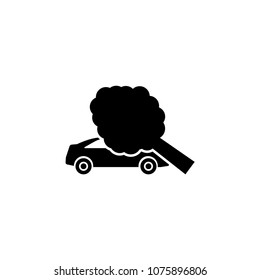 Traffic Accident Tree Fell the Car. Flat Vector Icon. Simple black symbol on white background