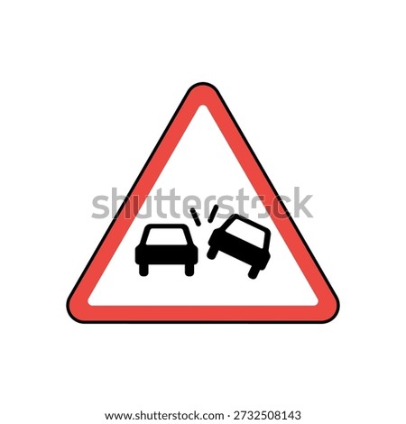 Traffic Accident Warning Sign Icon with Car Collision Symbol