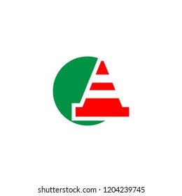 Traffic alert cone icon in red color