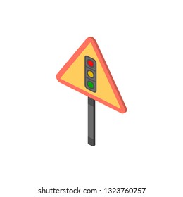 Traffic alerts isometric icon. Element of color isometric road sign icon. Premium quality graphic design icon. Signs and symbols collection icon
