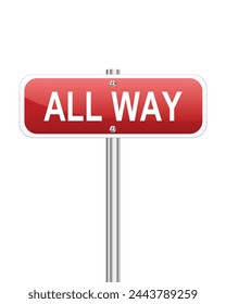 Traffic All Way sign on white background