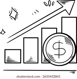  bloco de análise de tráfego com moeda de dólar subindo com seta para cima