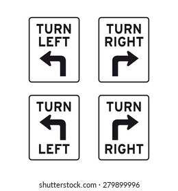 Traffic arrow turn left right sign vector set