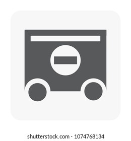 Traffic barricade vector icon. That frame or structure is warning sign or caution to stop, control or block passage of traffic direction from excavation, repair, improvement or road construction area.
