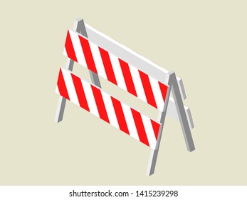 Traffic barrier. 3d Vector illustration. Isometric projection.