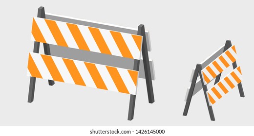 Traffic barrier. 3d Vector illustration. Dimetric projection.