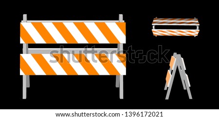 Traffic barrier. 3d Vector illustration. Different viewes.