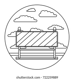 traffic barrier in circular shape monochrome silhouette vector illustration
