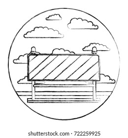 traffic barrier in circular shape monochrome blurred silhouette vector illustration