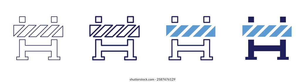 Traffic barrier icon in 4 different styles. Thin Line, Line, Bold Line, Duotone. Duotone style. Editable stroke.