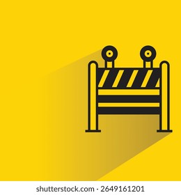 traffic barrier icon with shadow on yellow background