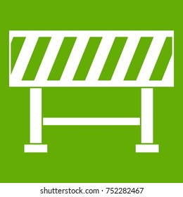 Traffic barrier icon white isolated on green background. Vector illustration