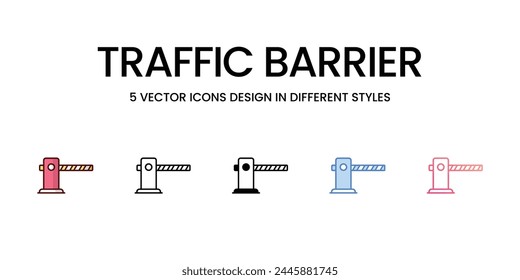 Traffic Barrier icons set in different style vector stock illustration