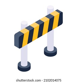 Traffic barrier in isometric icon, editable vector 

