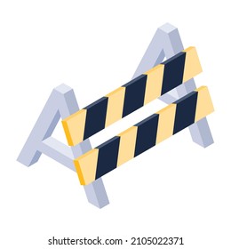 Traffic barrier in isometric icon, editable vector 

