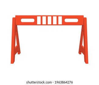 Traffic barrier. Red road obstacle isolated on white background. Work zone safety. Warning under construction sign. Vector cartoon illustration.