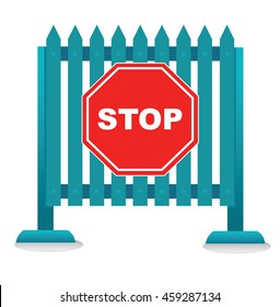 Traffic barrier roadblock forbidden warning stop sign isolated on white vector design element