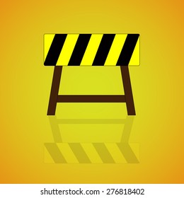 Traffic barrier. under construction road sign. Icon isolated on orange background