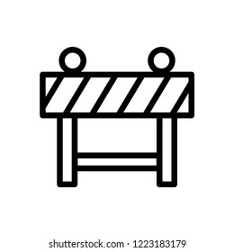 Traffic barrier vector icon. Road block sign