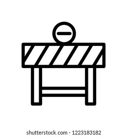 Traffic barrier vector icon. Road block sign